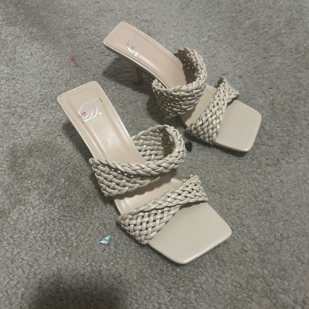 Elegant Cream Braided Women's Heels